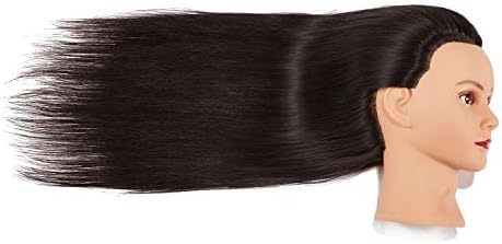 Mannequin Head 26-28" Synthetic Fiber Hair for Hairdresser Black - Image 4