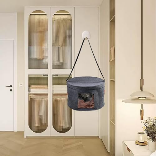 Wig Storage Boxes,Wig Travel Cases Foldable for Multiple Wigs for Men and Women,Yarn Organizer, Cosmetic Cabinet Storage Bag (Medium Grey) - Image 7