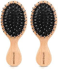 2Pcs Hair Brush Mini Boar Bristle Hairbrush for Thick Curly Thin Long Short Wet or Dry Hair Detangle Massage Add Shine, Pocket Travel Small Paddle Hair Brush for Men Women Kids by URTHEONE