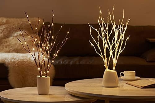 Lighted Brown Branches 18IN 70L Warm White Fairy Lights, LED Willow Branch Lights with Timer Battery Operated for Home Bedroom Living Room Vase Decoration - Image 5