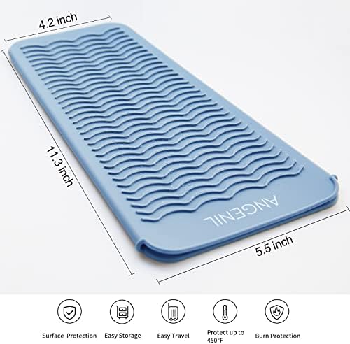 ANGENIL Heat Resistant Silicone Mat Pad Pouch For Travel Curling Iron Wand, Tourmaline Titanium Ceramic Portable Flat Iron, Hair Straightener, Automatic Wireless Curlers, Crimper Hair Iron, Hair Tools - Image 3