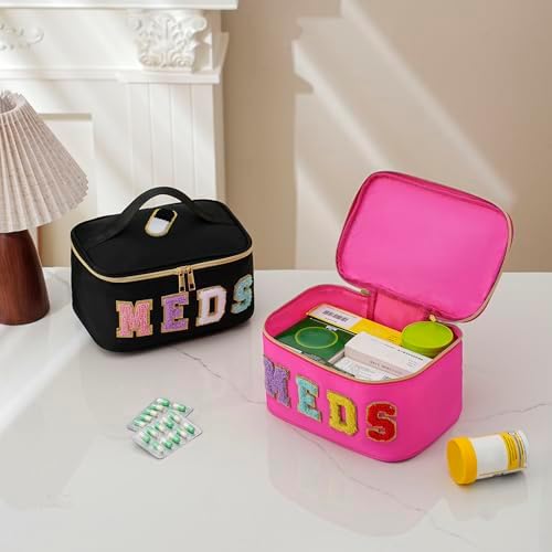 uekeboag Chenille Letter MEDS Nylon Makeup Bag(15Hot Pink) - Image 3