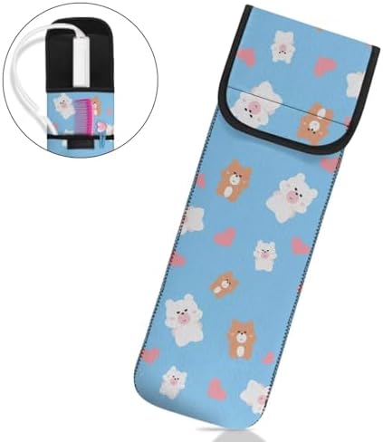 ZOUTAIRONG Cute Bear Curling Iron Holder Heat Resistant Flat Iron Travel Case Curling Iron Travel case, Water-Resistant Curling Wand Travel Cover Case Pouch Women's Storage Bag - Image 4