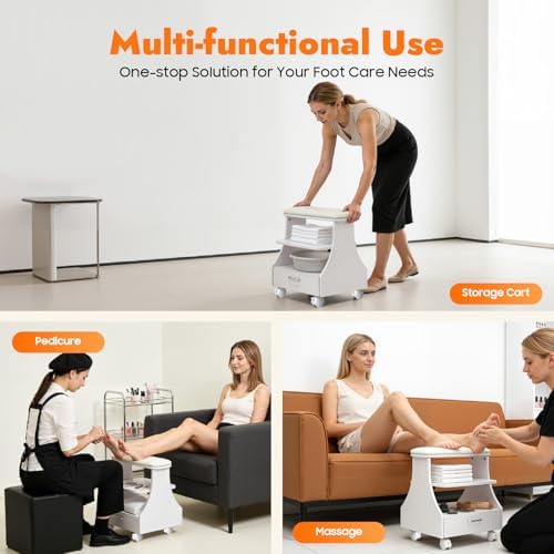 Pedicure Foot Rest Trolley with Wheels and Drawer - Image 5