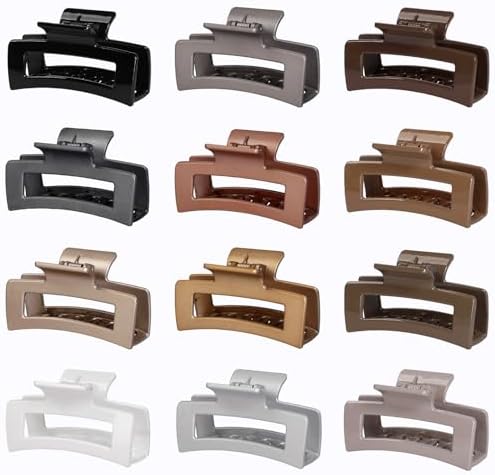 Sisiaipu 3.5 Inch Medium Hair Claw Clips 12 Pcs Square Claw for Thick and Thin Hair Rectangular Rectangle Hair Clips Jaw Clips Bulk Hair Accessories for women and Girls (Gold) - Image 2