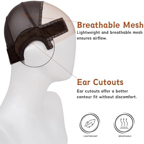 Isshin Beauty Wig Grip Cap for Glueless Wigs: Ear cutouts 11x5 Wide Lace - Image 3