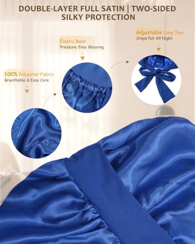 AWAYTR Long Satin Bonnet for Braids - Double Layer Hair Bonnet for Sleeping - Image 3
