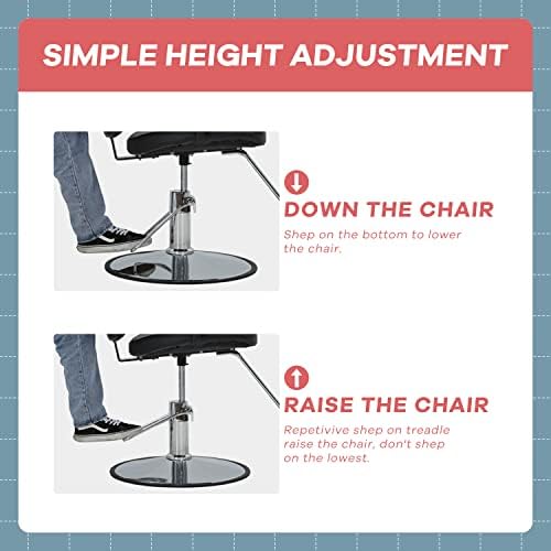 NChanmar Salon Chair Barber Chair Styling Chair Hydraulic Pump Swivel Hair Cutting Chairs for Beauty Spa Styling Hairdressing Tattoo Equipment,Black - Image 7