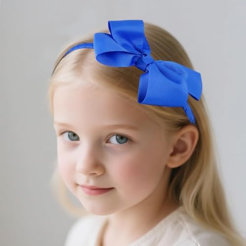 baotongle 11pcs Royal Blue School Hair Accessories Set Uniform Hair Bow Headband Clips Hair Ties Curly Bows for Little Toddler School Girls (Royal Blue) - Image 5