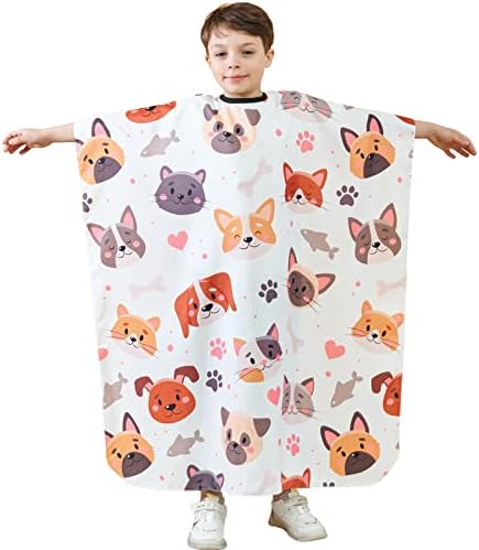 Kids Hair Cutting Cape with Adjustable Neckline 51"x 36" Cartoon by Iusmnur