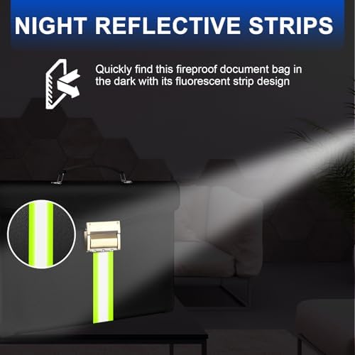 6500°F Fireproof Document Bag with Lock,Upgraded Fireproof/Waterproof Money Bag with Zipper/Reflective Strip,Storage Pouch for A4 Letter Size Document,Cash,Cell Phone,Passport - Image 3