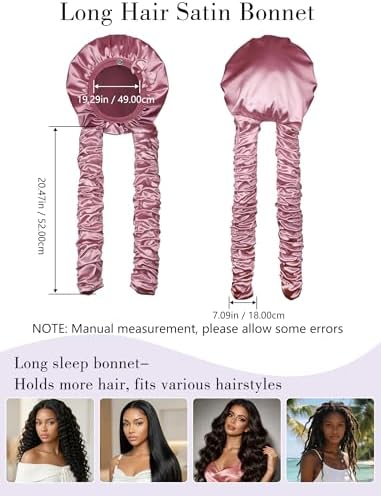 Heatless Curl Satin Bonnet for Sleeping, No Slip Sleep Bonnet with Long Curling Ribbons for Braids & Long Hair - Image 5