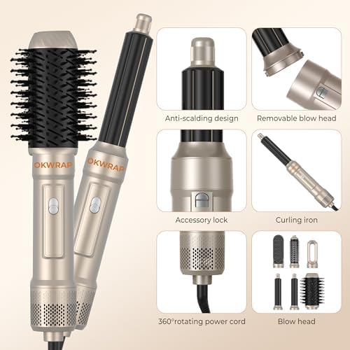 OKWRAP 6 in 1 Blow Dryer Brush and Auto Wrap Hair Styler - Image 6