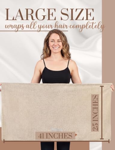 InnoBeta Dachshund Hair Towel for Women, 41"x25" Hair Wrap, Brown - Image 7