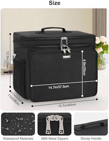 Hairstylist Travel Bag, Large Capacity Hairdressing Bag with Detachable Dividers, Professional Cosmetology Bag for Hairstylists with Dual-Layer Design, Hair Tools Organizer for Travel - Black - Image 2
