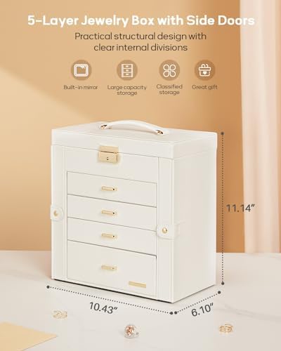 Homde Large Jewelry Box for Women: 5-Layer Organizer with Lock for Dresser - Image 2