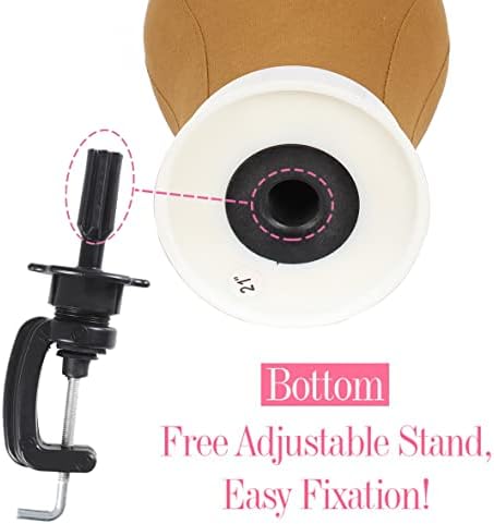 Leeven Canvas Wig Head With Stand for Making Wigs Brown Mannequin Head 21" - Image 3