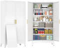 79" White Metal Storage Cabinet with 2 Doors and 5 Adjustable Shelves,Steel Garage Tool Cabinet, File Cabinet,Kitchen Pantry Cabinet for Home,Office,Garage,School,Warehouse by BAOLIWO