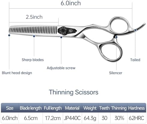 Professional Hair Cutting Scissors, 6.0 inch, Suitable for All Hair Types (Thinner) - Image 4