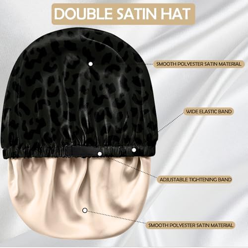 Satin Hair Bonnet Silk Bonnet for Sleeping Double Layer Elastic Adjustable Reusable Cute Aesthetic for Women Girls - Image 4