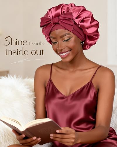 YANIBEST Adjustable Silk Bonnet for Sleeping Women Double Layer Satin Bonnet Reduce Friction Prevent Frizz Curly Hair - Image 4