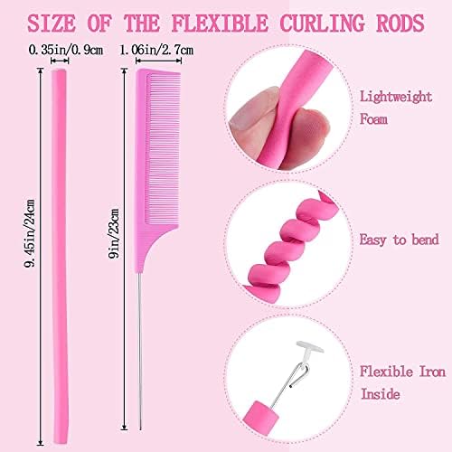 30PCS 9.45" Flexi Rods Curlers Set for Short and Long Hair, No Heat Foam Rollers with Steel Comb Buytta (Pack of 3) - Image 7