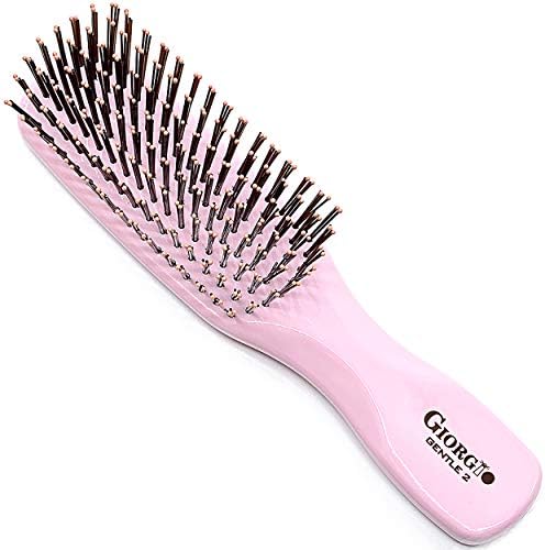 GIORGIO Hair Brush for Men and Women, Gentle Mini Hair Detangler Brush, Dual Length Bristles, Scalp Massager, Travel Detangling Brush, All Hair Types, Pink - Image 6