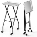 OmySalon Salon Tray on Wheels Folding Color Trays for Salon, Aluminium Tattoo Tray Rolling Trolley Cart Mobile Hair Cart for Cosmetology Stylist Hairdresser, Beauty Spa Service Storage Station by OmySalon