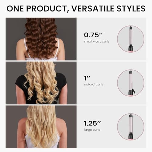Rotating Automatic Curling Iron Set 3 Ceramic Barrels for Long Hair Waves - Image 2