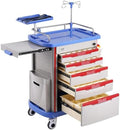 VEVOR Medical Crash Cart, Nursing Emergency Rolling Cart with 5 Drawers & 4 Silent Wheels, Adjust IV Pole, Needle Disposal Holder, Trash Bin, O2 Holder, Mobile Trolley for Hospital, Clinic, Lab, Salon by VEVOR