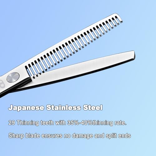 Hair Cutting Scissors Shears kit,Professional Edge Sharp Hair Scissors set,Barber Hairdressing Texturizing Thinning shears,Haircuting Styling Scissor kit Japanese 6.5 Inch (Silver) - Image 5