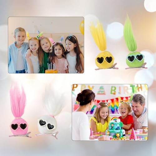 MIUPOO Fluffy Pom Poms Hair Clips,Crazy Hair Day Accessories for Girls,Quirky Little Monster Barrettes,Plush Duckbill Hairpins Hair Barrettes,Party Modeling Hair Accessories,8 Pieces. - Image 4