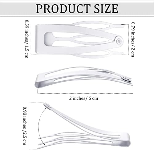 Chinco White 24 Pcs Double Grip Hair Metal Snap Clips,2 Inch - Image 2