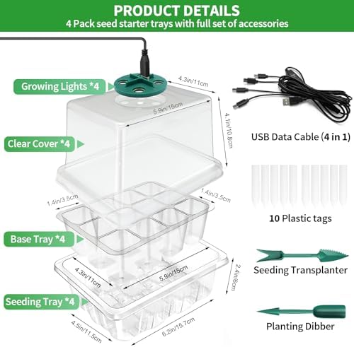Seed Starter Trays with Grow Light Kit, 2 Pack Plant Greenhouse Propagator - Image 4