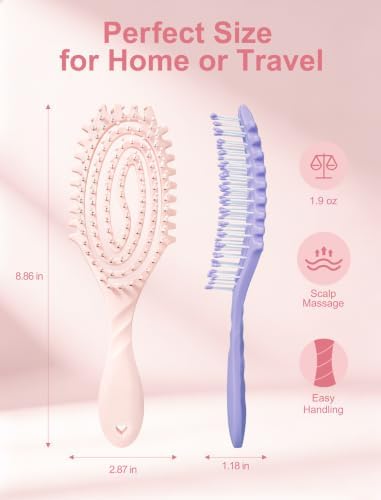 HIPPIH 2 Pack Hair Brush - Wet Dry Detangler Brush, Hair Brushes for Women - Image 2
