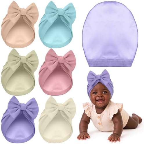 6 Pcs Newborn Satin Bonnet for Infant 0-6 Months by Bunnycool