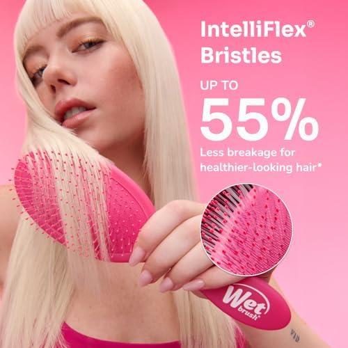 Wet Brush Paddle Detangler Hair Brush, Purple, Ultra-Soft IntelliFlex Bristles with AquaVent Design, Great For Treatment & Mask Application, Women, Men, Wet, Dry and Damaged Hair - Image 6