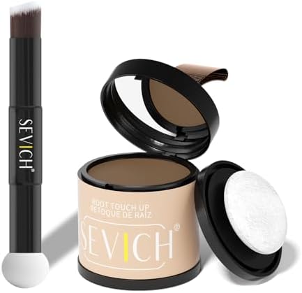 Sevich Hairline Powder 10g with Brush, Instantly Conceals Hair Loss & Thinning & Gray, 48H Waterproof Root Touch Up Powder, Natural Hair Shadow Toppers for Women & Men, 1 Box = 2.5 Boxes,Light Brown by SEVICH