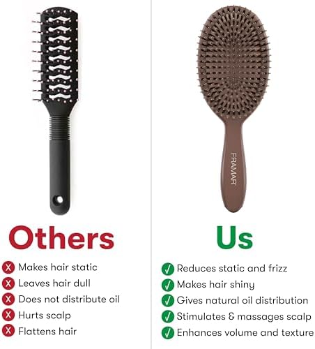 FRAMAR Soft Boar Bristle Hair Brush For Women, Boars Hair Brush For Women - Image 5