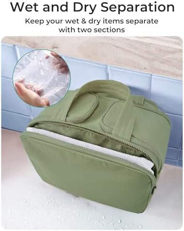 BAGSMART Travel Toiletry Bag, Lightweight Large Wide-open Travel Bag for Women, Puffy Cosmetic Makeup Bag Organizer with Handle for Accessories,Essentials, Toiletries, Green - Image 4