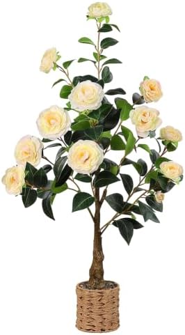 3FT Artificial Camellia Tree, Faux Camellia Plant Outdoor Camellia Flowers Tree Greenery Potted Plant for Living Room Door Patio Deck Yard Décor Outdoor Indoor by Unknown