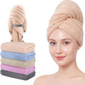 Microfiber Hair Towels, Waffle Hair Towel Set, Super Soft Highly Absorbent, Sturdy Quick Drying Turbans for Long, Thick, Curly Hair (5 Pack, 40" x 20") by Wuwahold