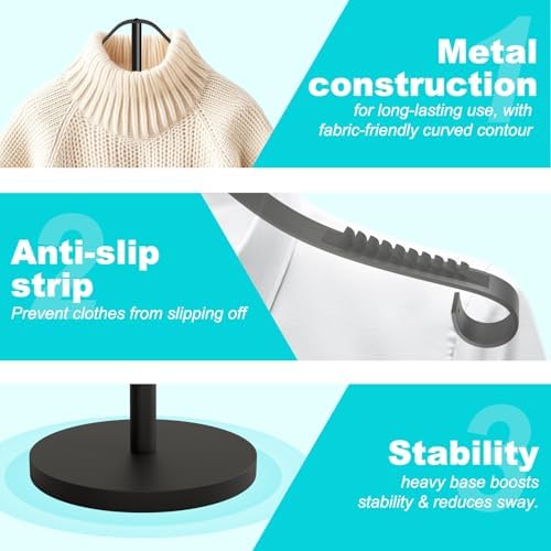 Shirt Display Stand Mannequin Torso 18-33" Adjustable,Black,2 Pack - Image 3