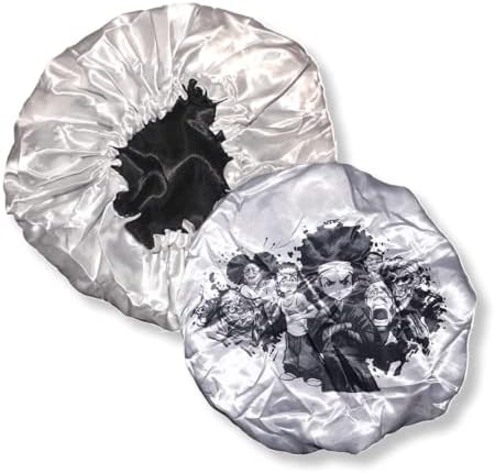 Large Bonnet - Silky Satin Bonnet with Elastic Soft Band (White Boondock Huey Bonnet) by CrownLimitedSupply