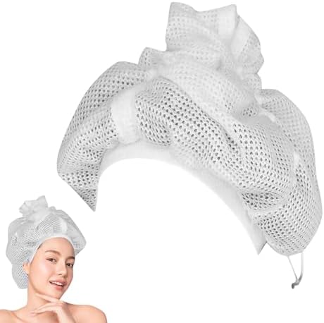 Net Plopping Cap for Drying Curly Hair, Adjustable Net Diffuser Cap Curly Hair, Hair Dryer Bonnet with Drawstring Hair Plopping Bonnet for Fast Drying(COLOR:white) by SYCOOVEN
