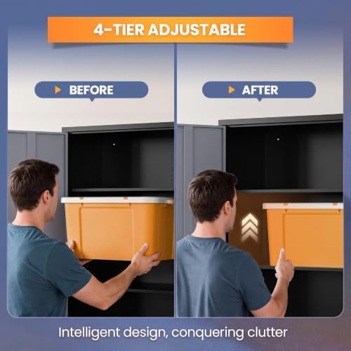 Yizosh Wide&Deep Metal Garage Storage Cabinet,71" Gray Black Tools Cabinets - Image 6
