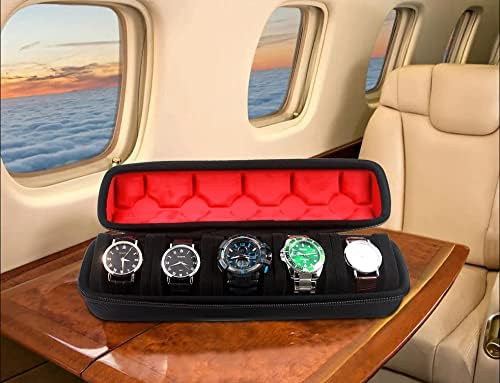 5 Slots Watch travel case, men's watch storage box organizer, watch case holder with flexible foam inserts fit up to 60 mm watch - Image 4