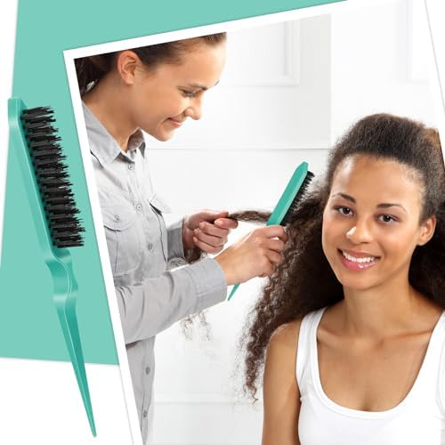 Geiserailie 3 Pcs Slick Back Hair Brush Set Bristle Brush, Cyan - Image 5
