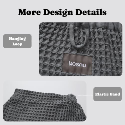 Luxury Organic Japanese Cotton Waffle Body Towel Wrap for Women | Sauna, Spa, Onsen, Shower Towel with Adjustable Snap Closure and Pocket | Ultra Plush 450 GSM (Smoke Grey, L/XL) - Image 6