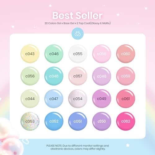 Beetles Gel Nail Polish Set, 23 PCS 20 Colors Pastel Macaron Gel Polish Kit - Image 2